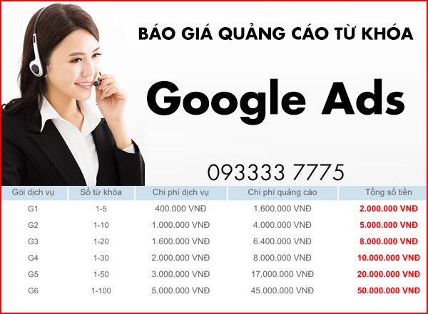 Bảng giá quảng cáo từ khóa Google Ads Bảng giá quảng cáo từ khóa Google Ads